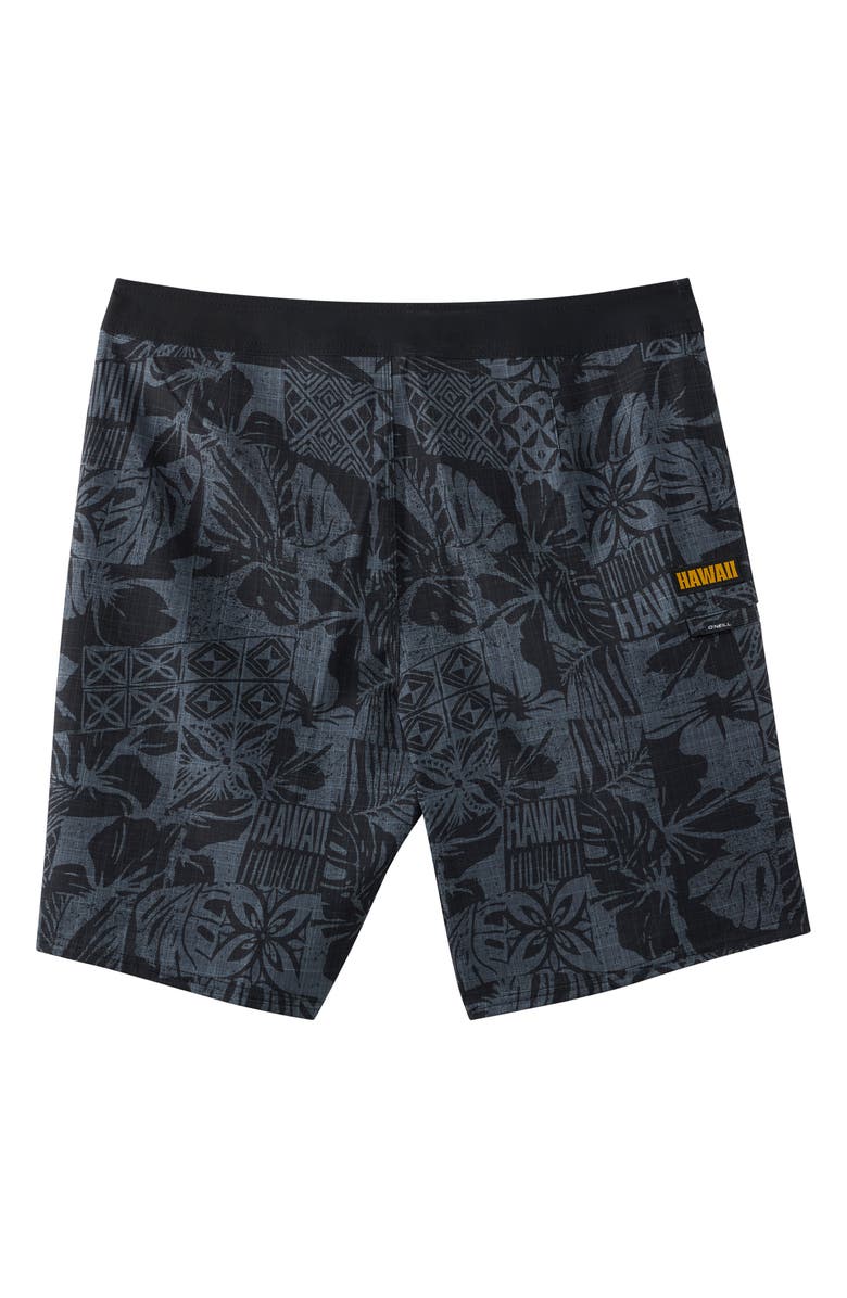 O'Neill Hyperfreak Heat Hawaii Board Shorts, Alternate, color, Graphite