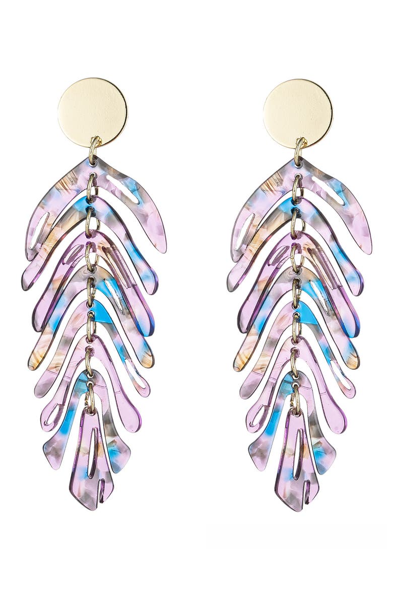 Lindsay Purple Leaf Drop Earrings, Main, color, PURPLE
