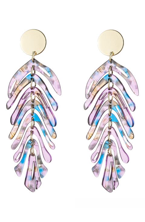 Lindsay Purple Leaf Drop Earrings