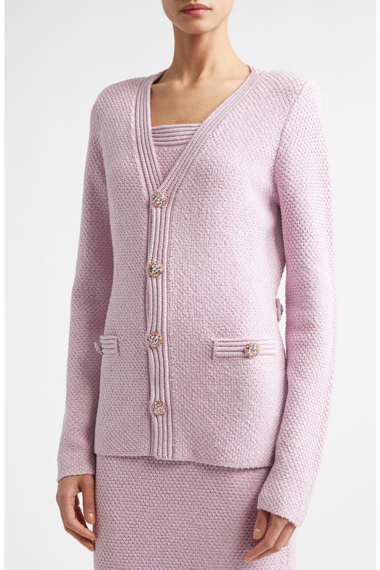Metallic Mouliné Cotton & Silk Blend Cardigan, Alternate, color, PEONY METALLIC MULTI