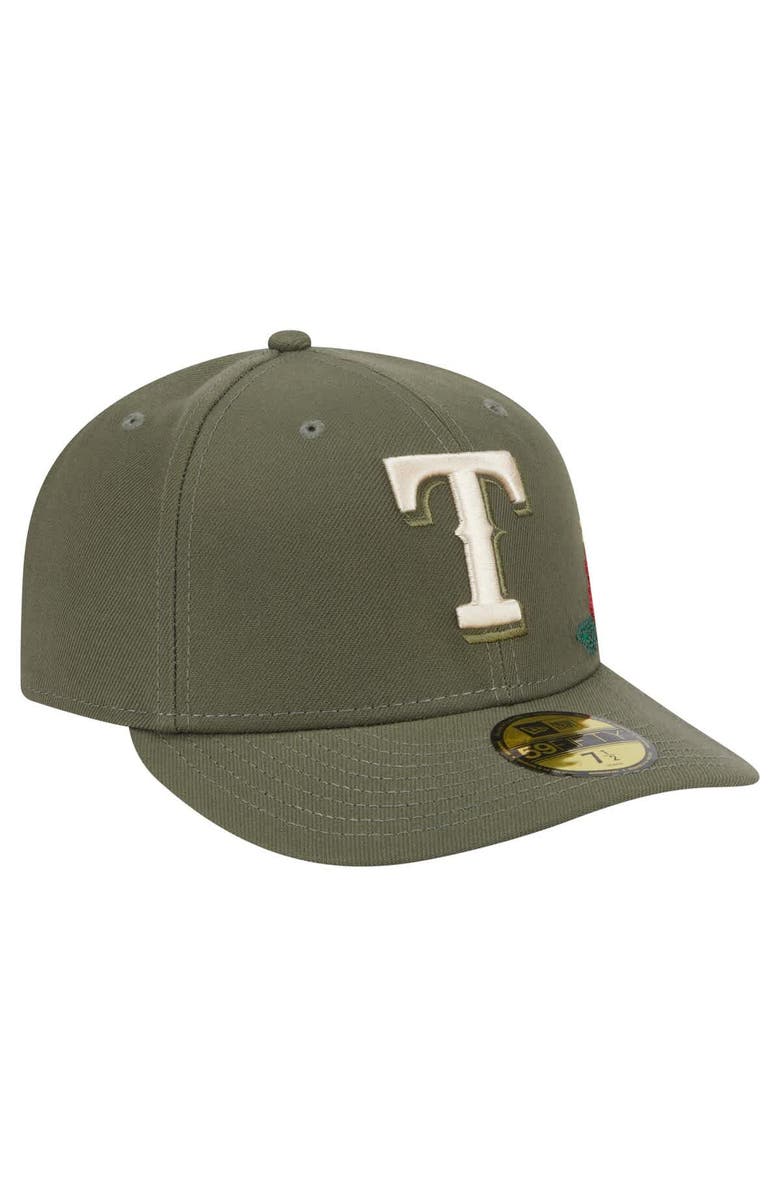 New Era Men's New Era Olive Texas Rangers Tonal Florals 59FIFTY Fitted Hat, Alternate, color, Olive