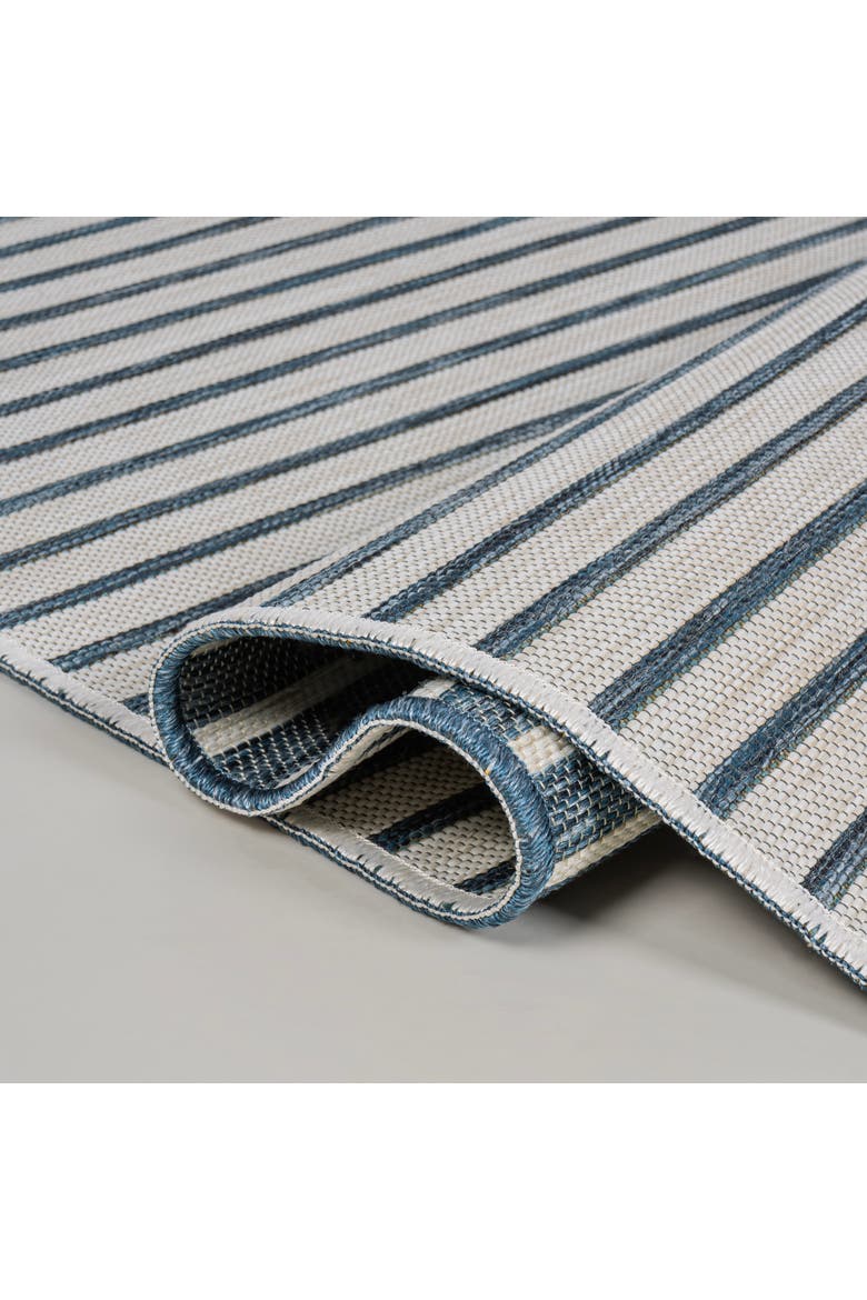Damon Classic Coastal Pinstripe Reversible Machine-Washable Indoor/Outdoor Area Rug, Alternate, color, Navy/Cream
