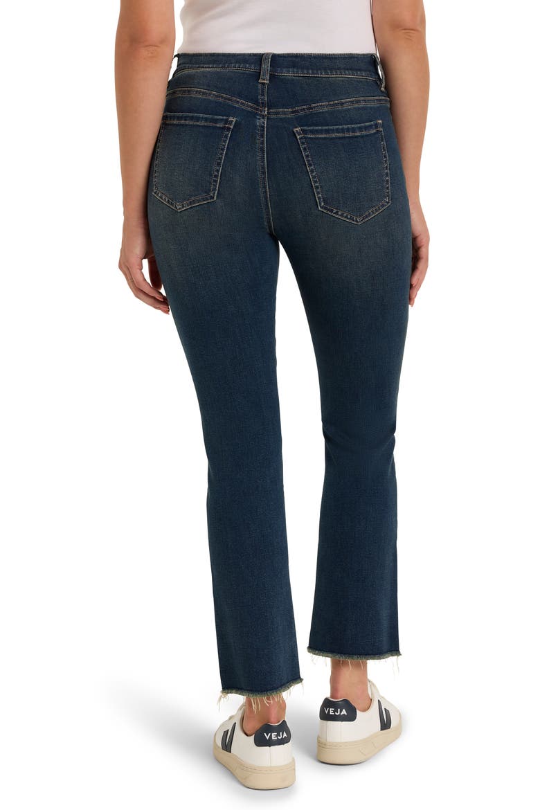 High Waist Raw Hem Flare Leg Jeans, Alternate, color, AEGEAN
