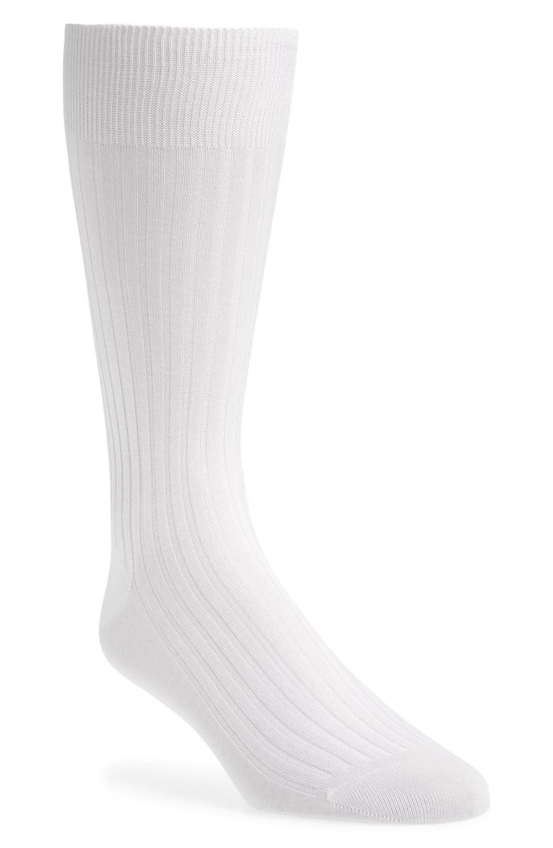 Pantherella Cotton Blend Mid Calf Dress Socks, Alternate, color, White