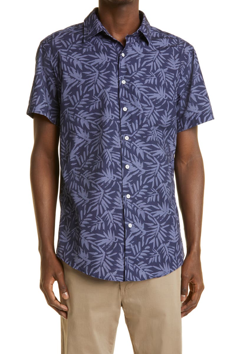 Rodd & Gunn Prebbleton Sport Fit Print Short Sleeve Button-Up Shirt, Main, color, Ink