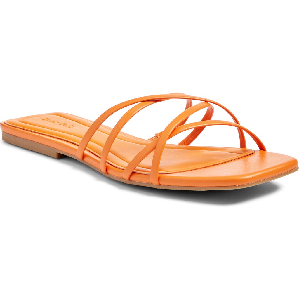 Open Edit Korva Slide Sandal In Orange Zest