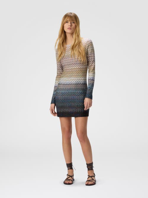 Missoni Mini Boat-neck Dress With Staggered Knit In Multi