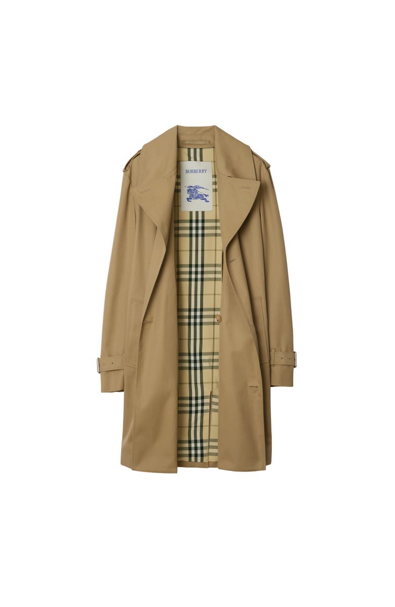 Burberry Mid-length Cotton Blend Trench Coat, Alternate, color, 