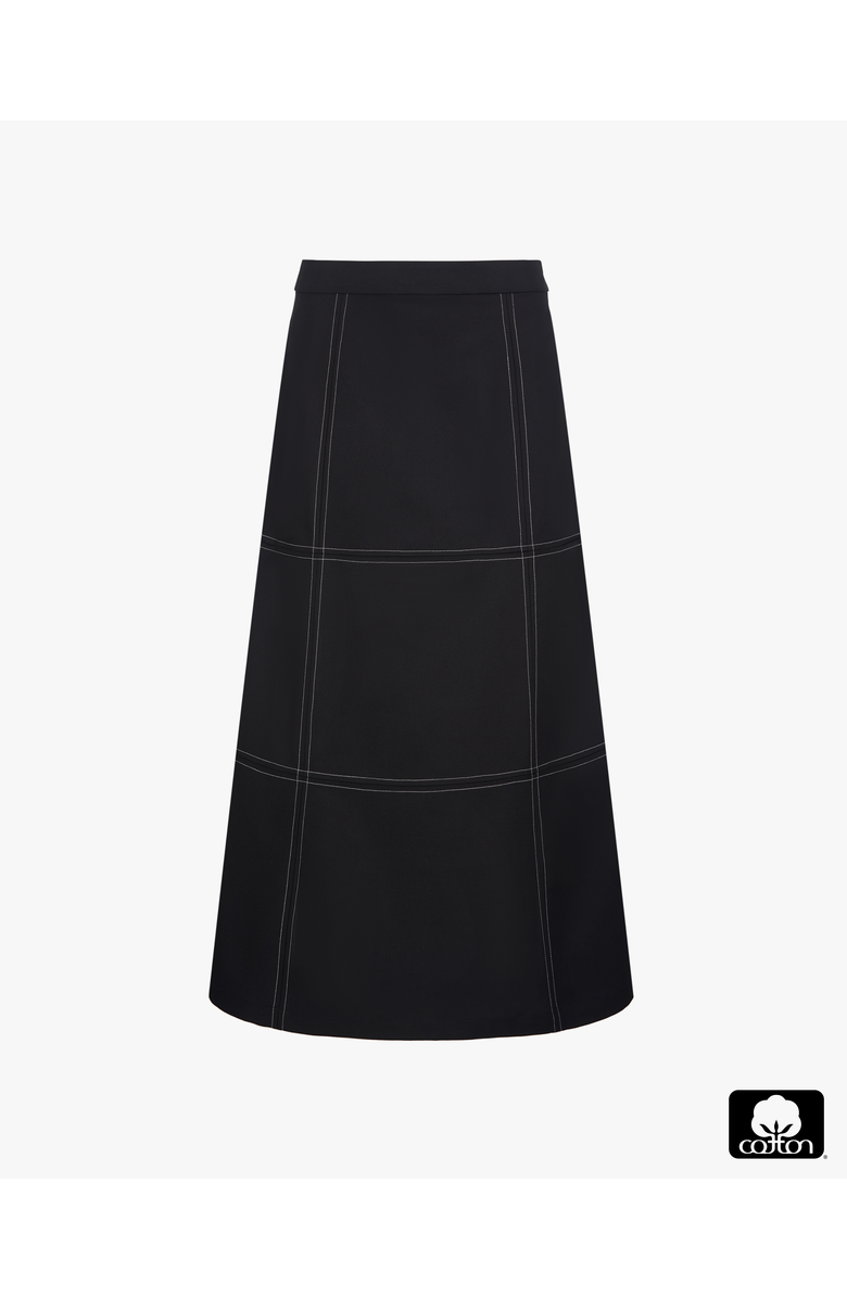 WeWoreWhat A-Line Contrast Stitch Skirt, Alternate, color, Black