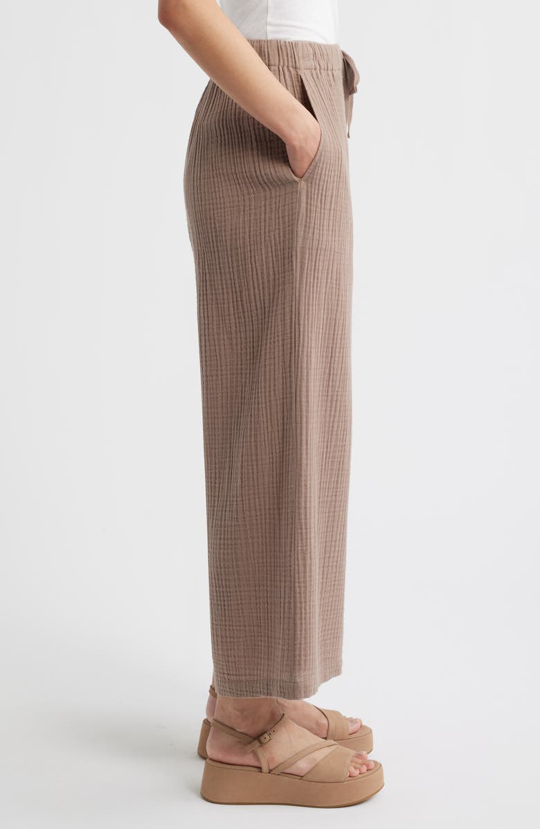 Eileen Fisher Wide Leg Organic Cotton Ankle Pants, Alternate, color, Cocoa