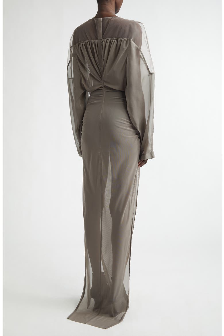 Collage Paneled Long Sleeve Gown, Alternate, color, DUST