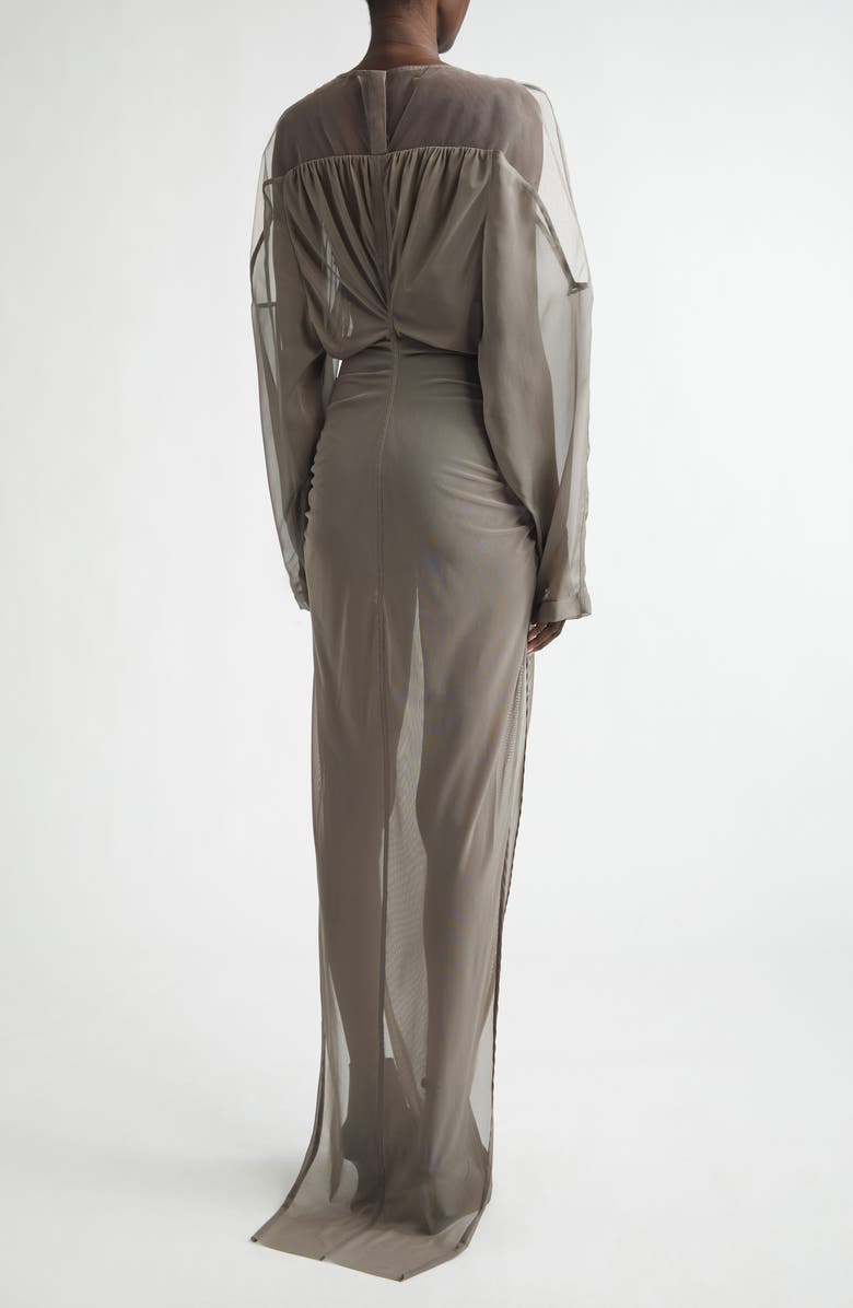 Rick Owens Collage Paneled Long Sleeve Gown, Alternate, color, Dust