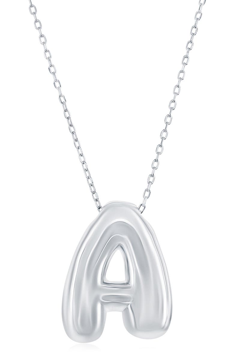 Bubble Initial Pendant Necklace, Main, color, SILVER A