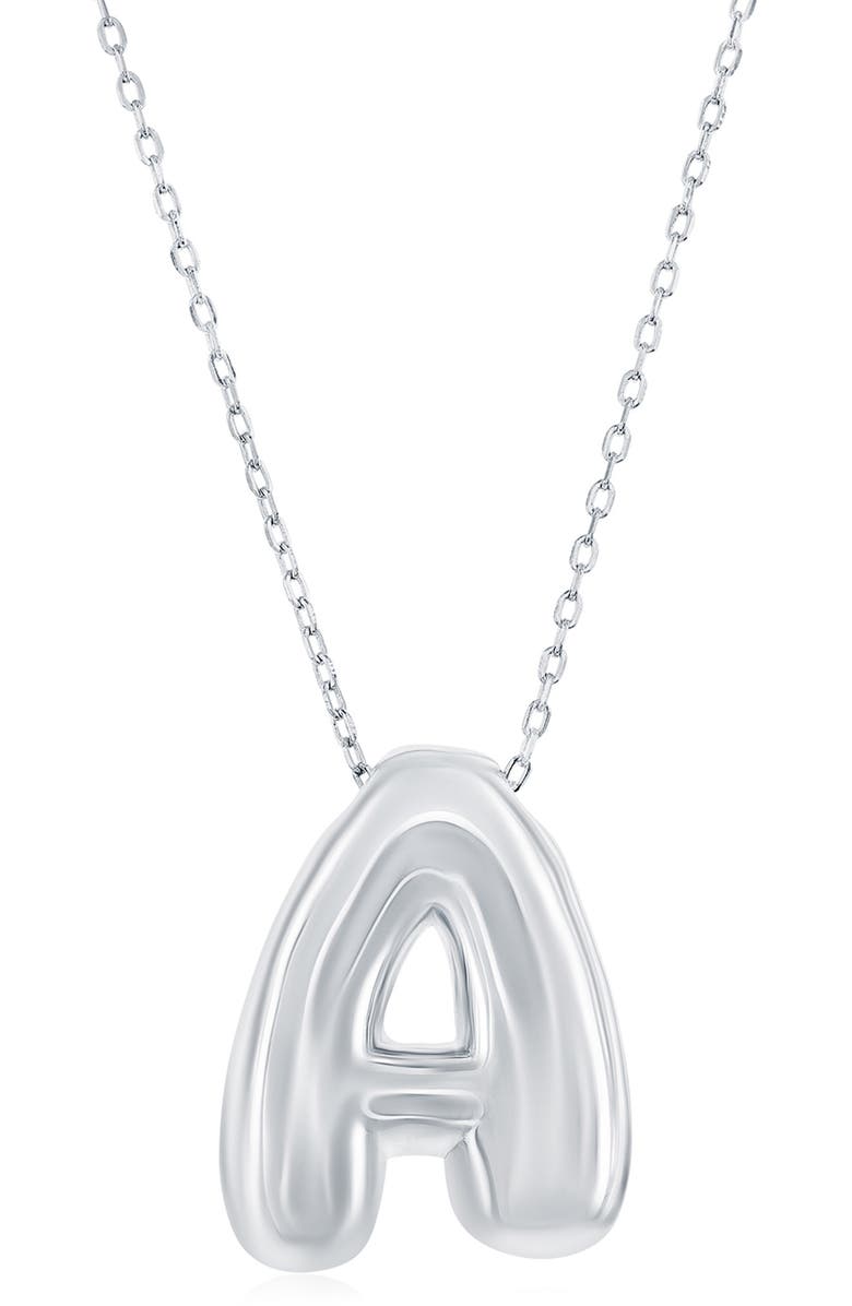 SIMONA Bubble Initial Pendant Necklace, Main, color, Silver A