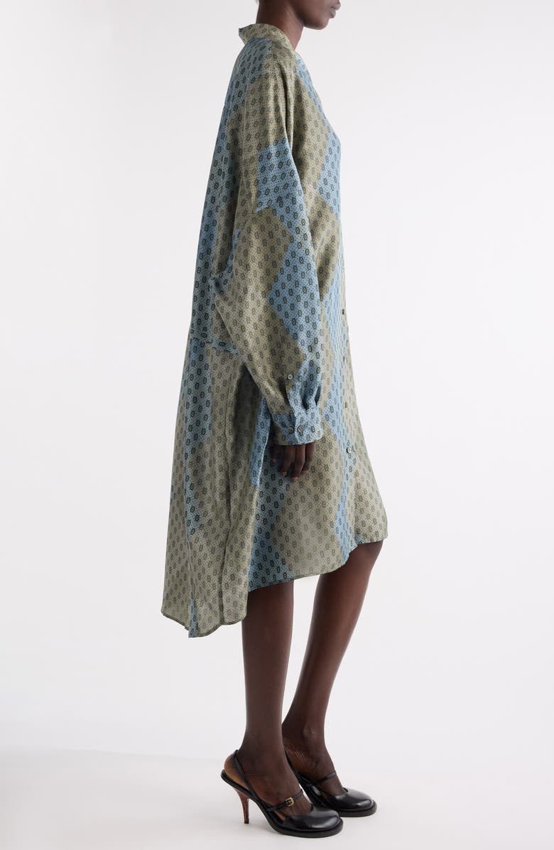Dries Van Noten Dindia Print Long Sleeve Belted Silk Satin Shirtdress, Alternate, color, Stone