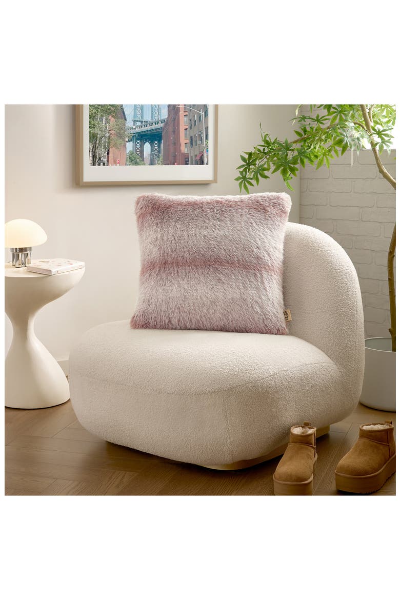 Clyde Faux Fur Accent Pillow, Alternate, color, DUSK/ SNOW
