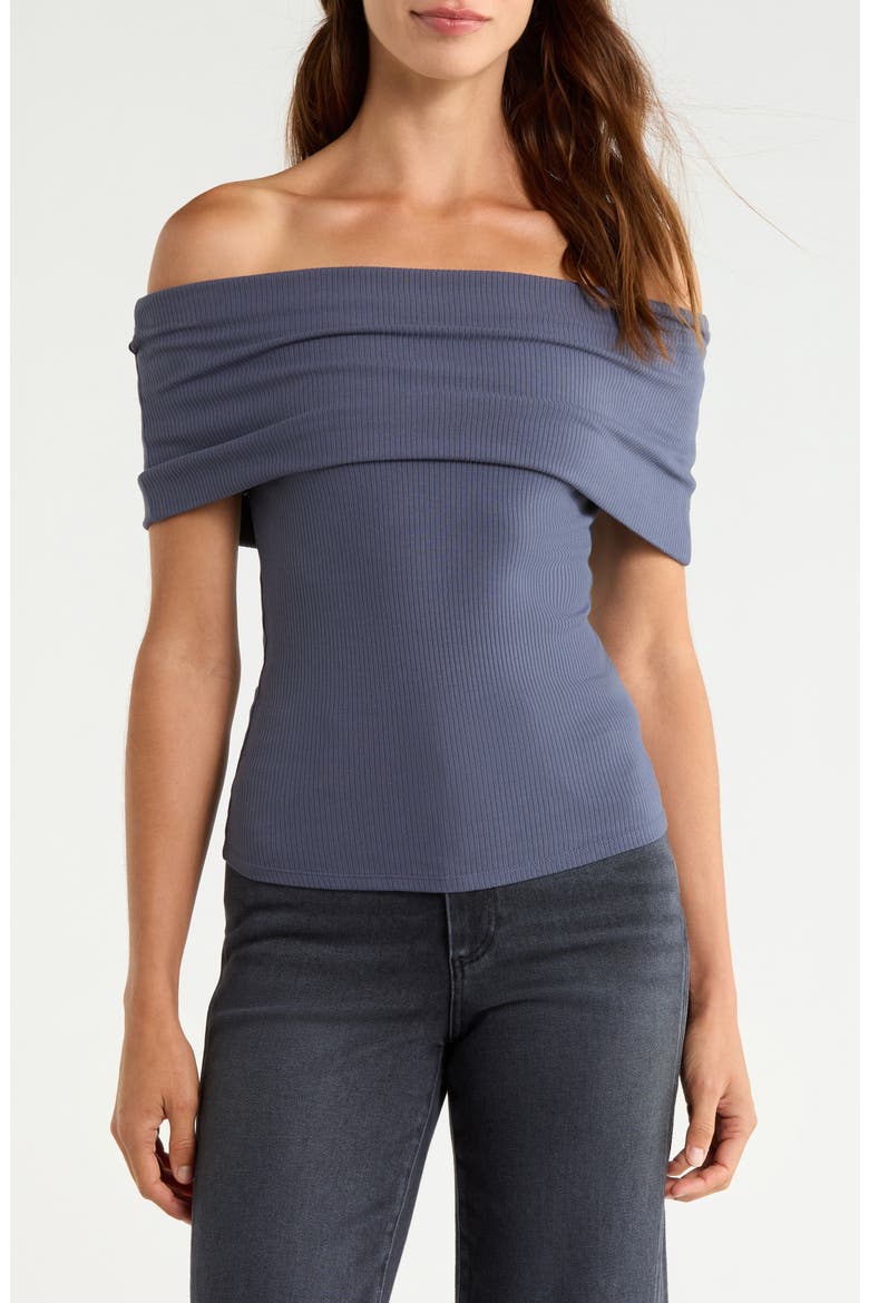 Rosarita Rib Knit Off the Shoulder Top, Main, color, PACIFIC BLUE