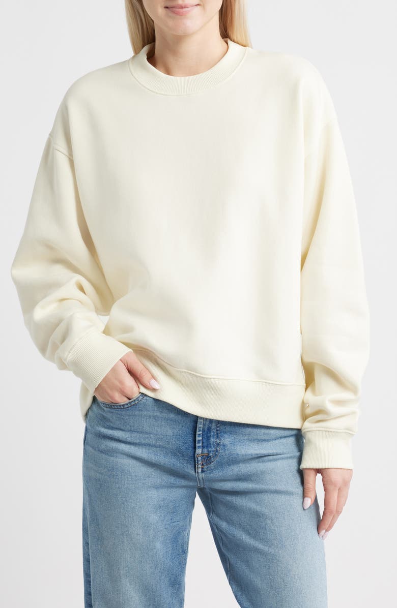 Topshop Ultimate Oversize Cotton Blend Sweatshirt, Main, color, Cream