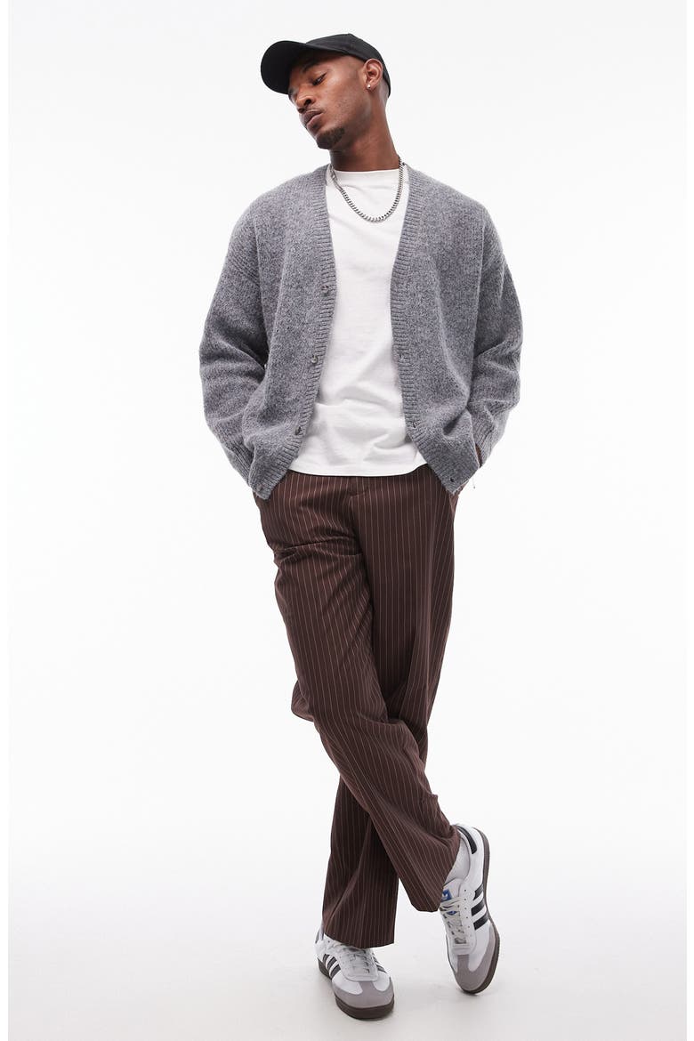 Relaxed Fit Brushed Cardigan, Alternate, color, GREY