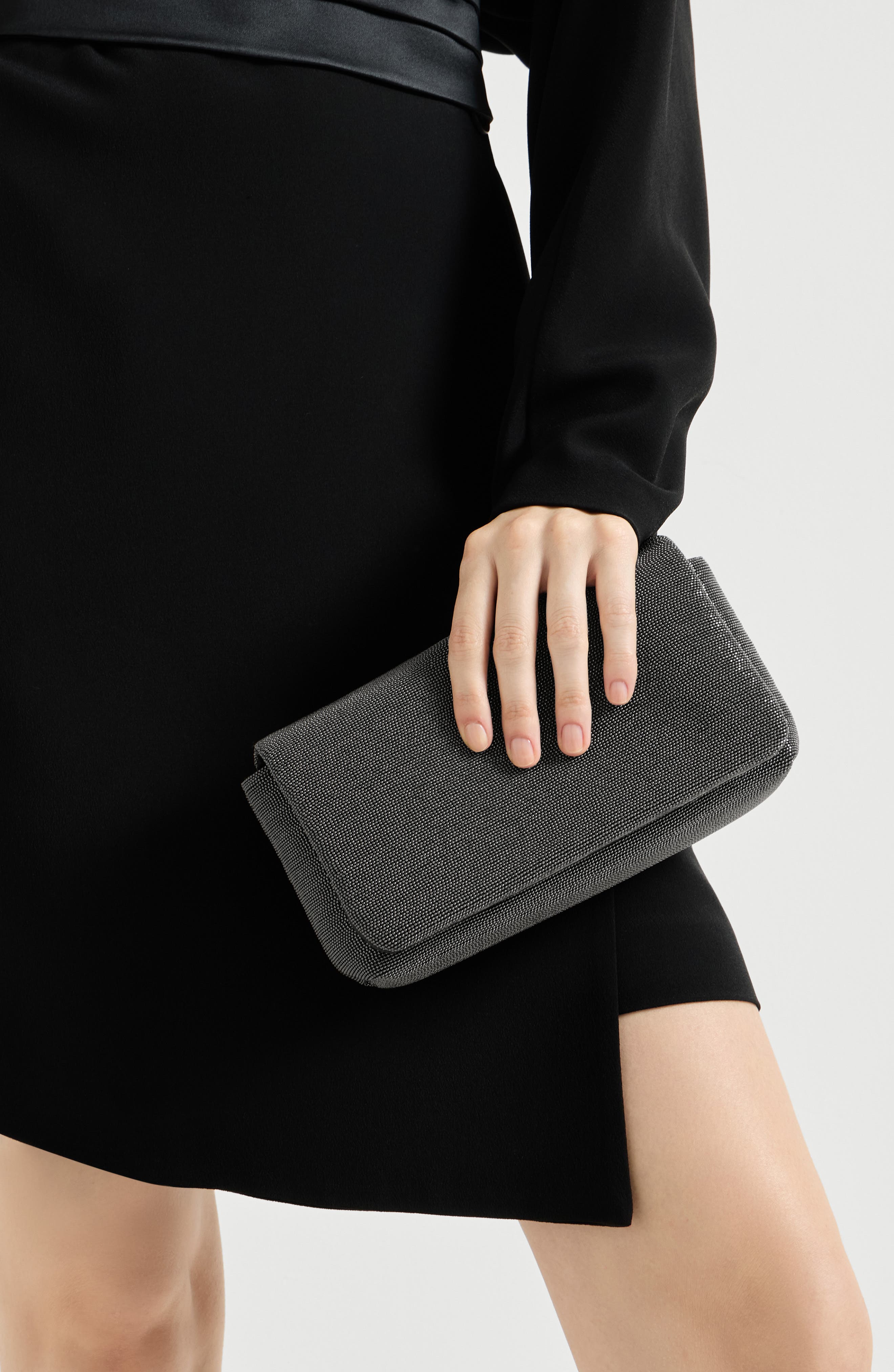 Precious flap bag in grained leather, Alternate, color, Black