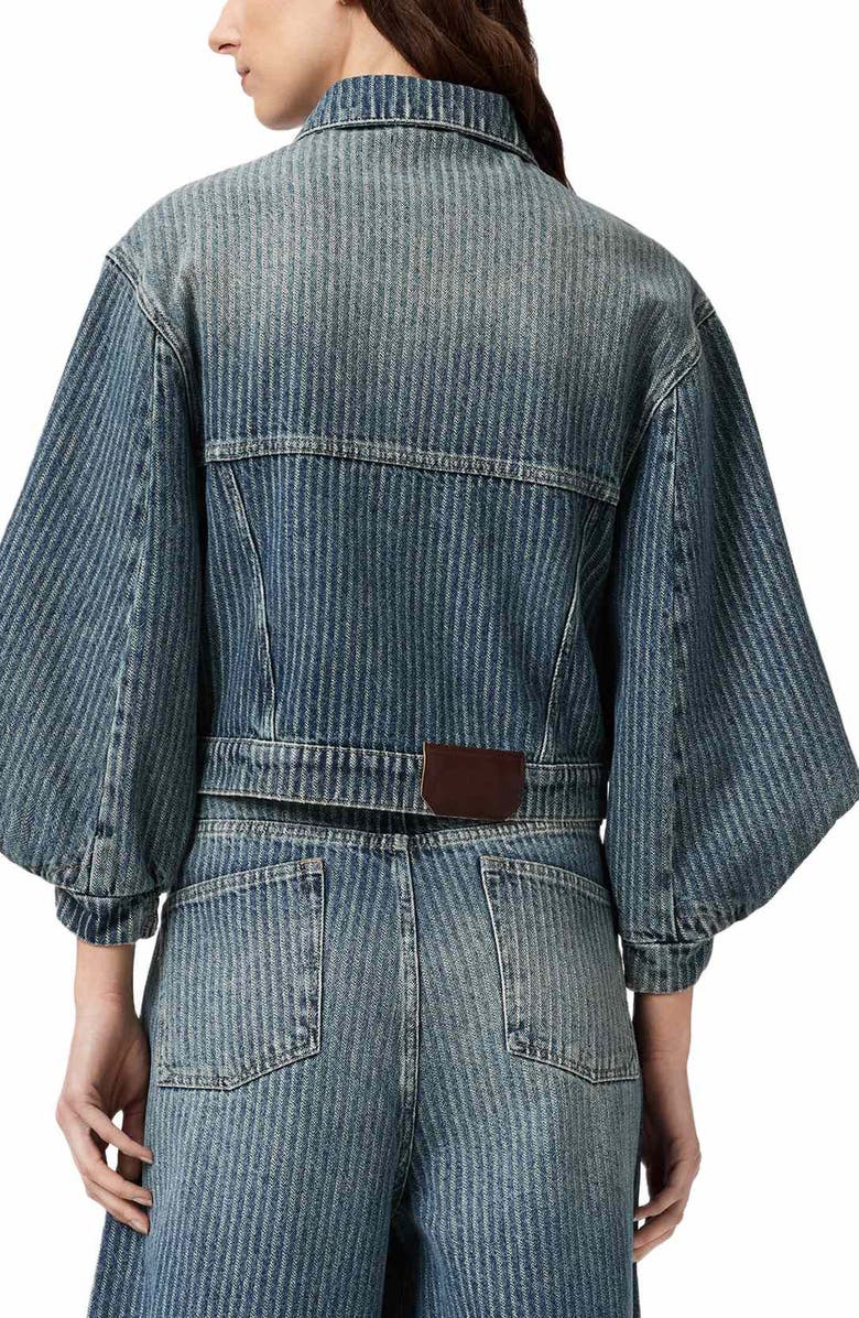 AllSaints Luca Stripe Denim Jacket, Alternate, color, Titan Blue