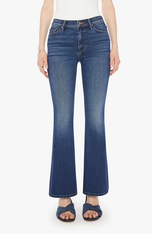 Mother Flared Denim Jeans With Frayed Stitching In Blue