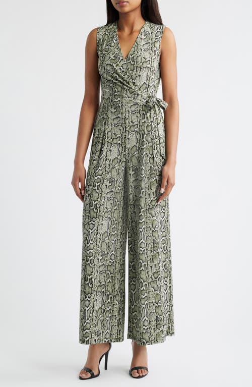 Anne Klein Wrap Bodice Print Jumpsuit