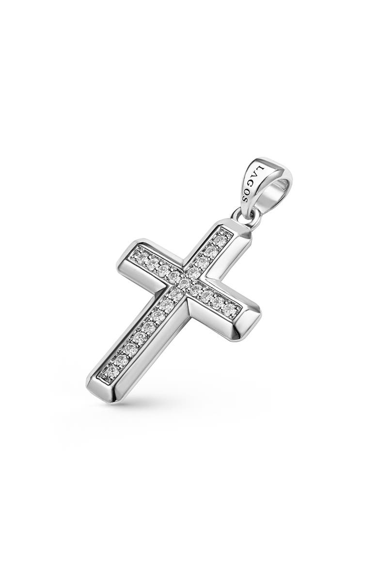 Men's Anthem Diamond Cross Pendant, Alternate, color, SILVER