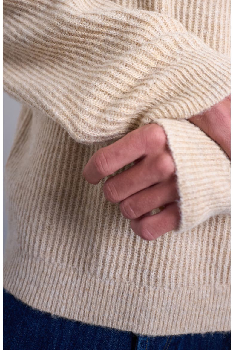 Rib Mock Neck Sweater, Alternate, color, BROWN