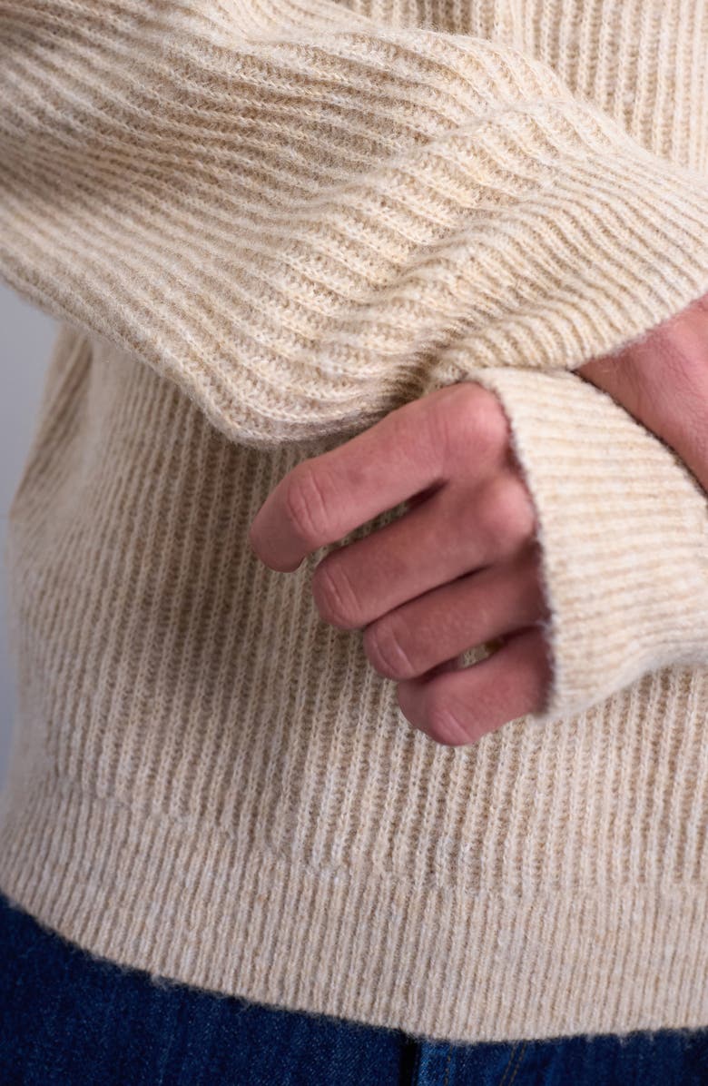 Topman Rib Mock Neck Sweater, Alternate, color, Brown