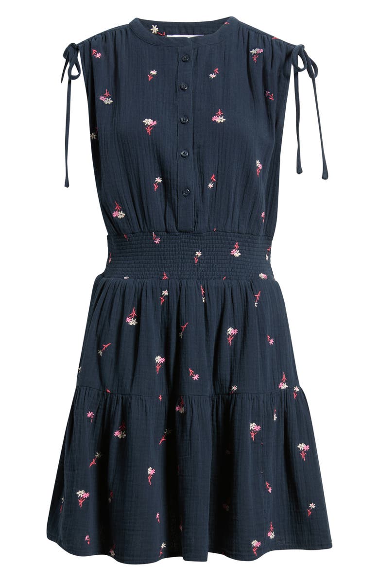 Caslon<sup>®</sup> Floral Embroidered Sleeveless Cotton Gauze Dress, Main, color, Navy- Red Tossed Blossoms