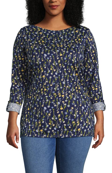 Supima Cotton Adjustable 3/4 Sleeve Boatneck Tunic