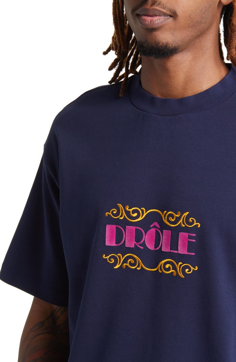 Drôle de Monsieur Le Embroidered Logo Cotton T-Shirt, Alternate, color, 