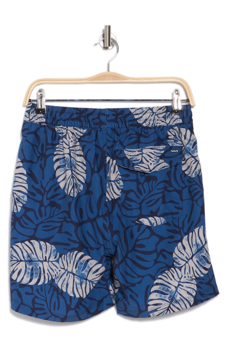 Hurley Dypsis Leaves Volley Swim Trunks, Alternate, color, Obsidian