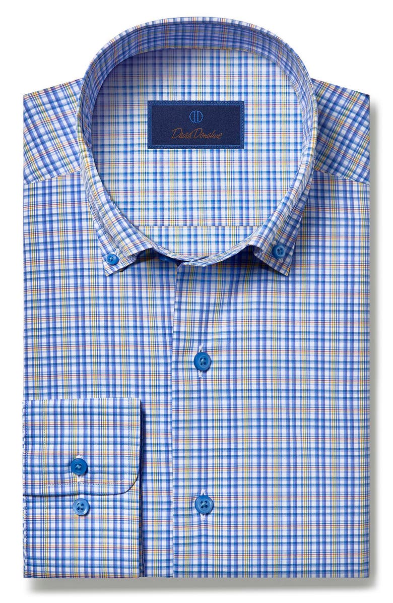 David Donahue Twill Check Performance Dress Shirt, Main, color, 