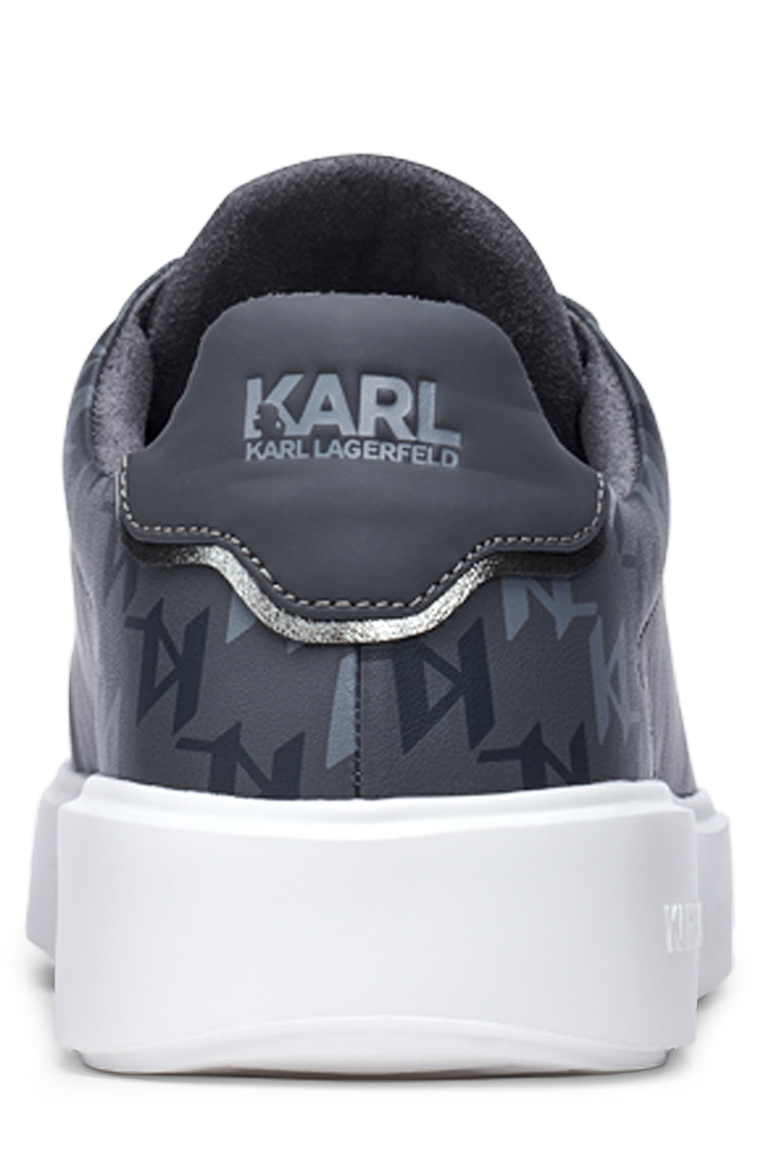 KARL LAGERFELD PARIS Side Logo Grid Low Top Sneaker, Alternate, color, Grey