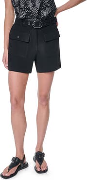 DKNY Belted Crepe Shorts