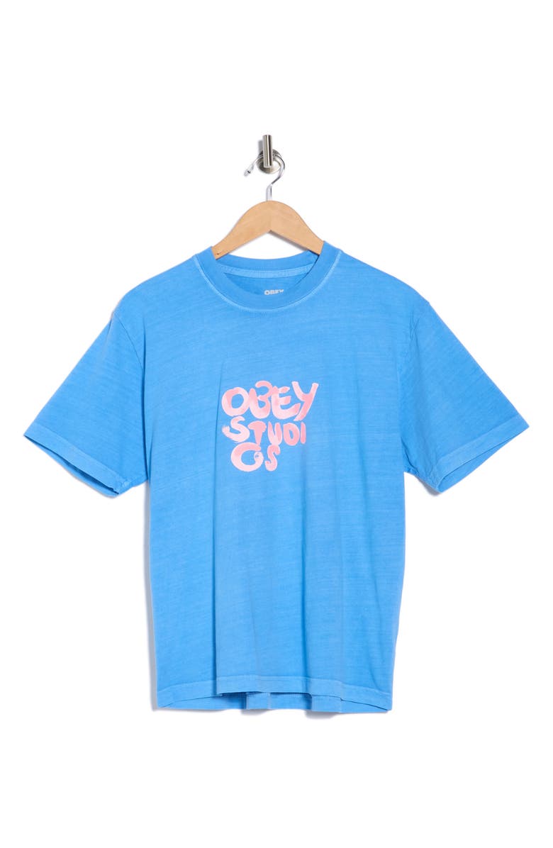 Obey Studio Spray Graphic T-Shirt, Alternate, color, Pigment Azure Blue