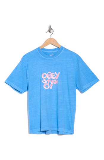 Obey Studio Spray Graphic T-shirt In Blue