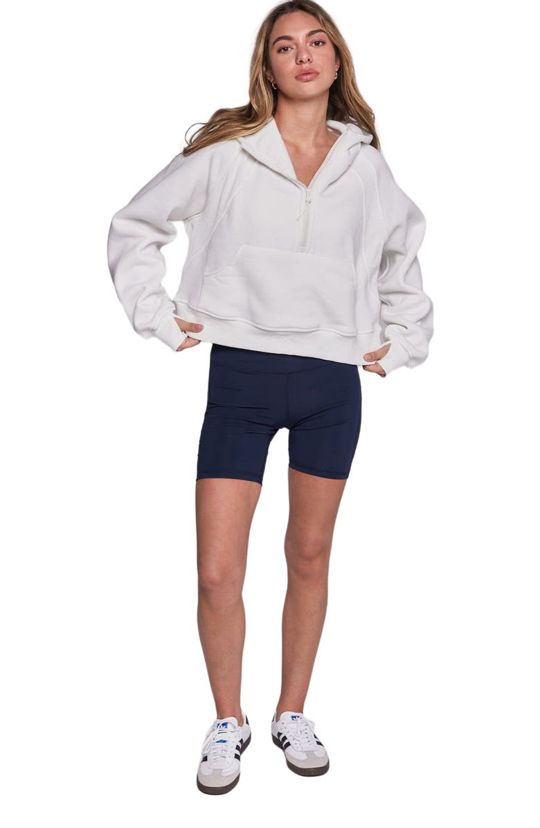Rebody Active Effortless Fleece Half Zip Hoodie, Alternate, color, Brilliant White