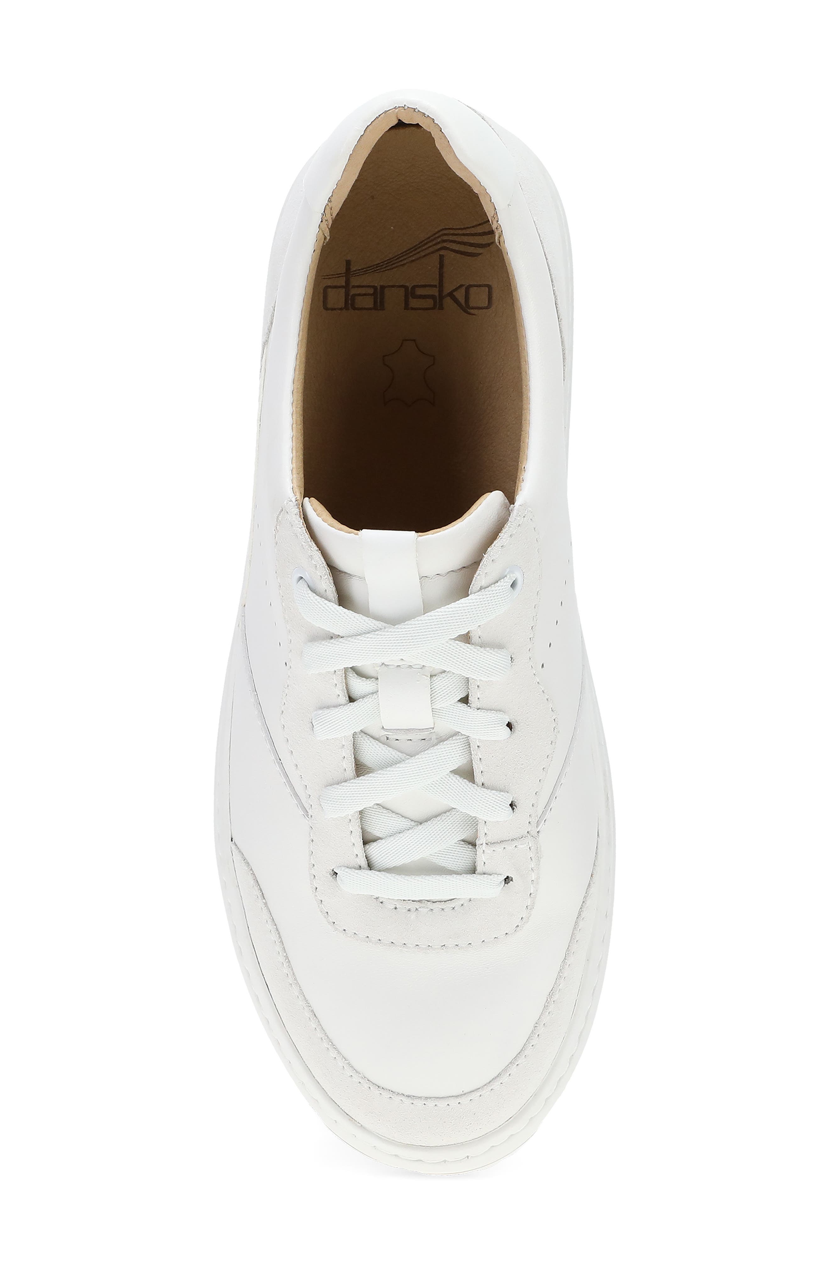 Dansko Josey Leather Sneaker, Alternate, color, White Nappa