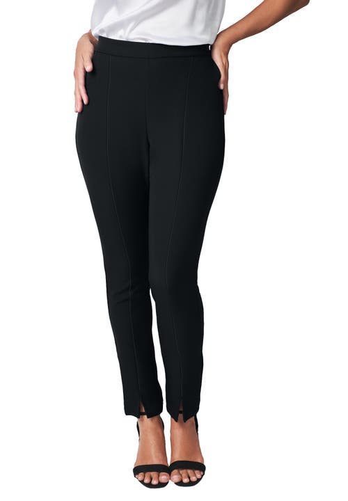 Jessica London Bi-stretch Slit Front Ankle Pant In Black