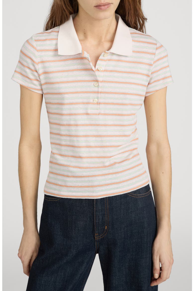 The Striped Polo, Main, color, PINK SAND MULTI
