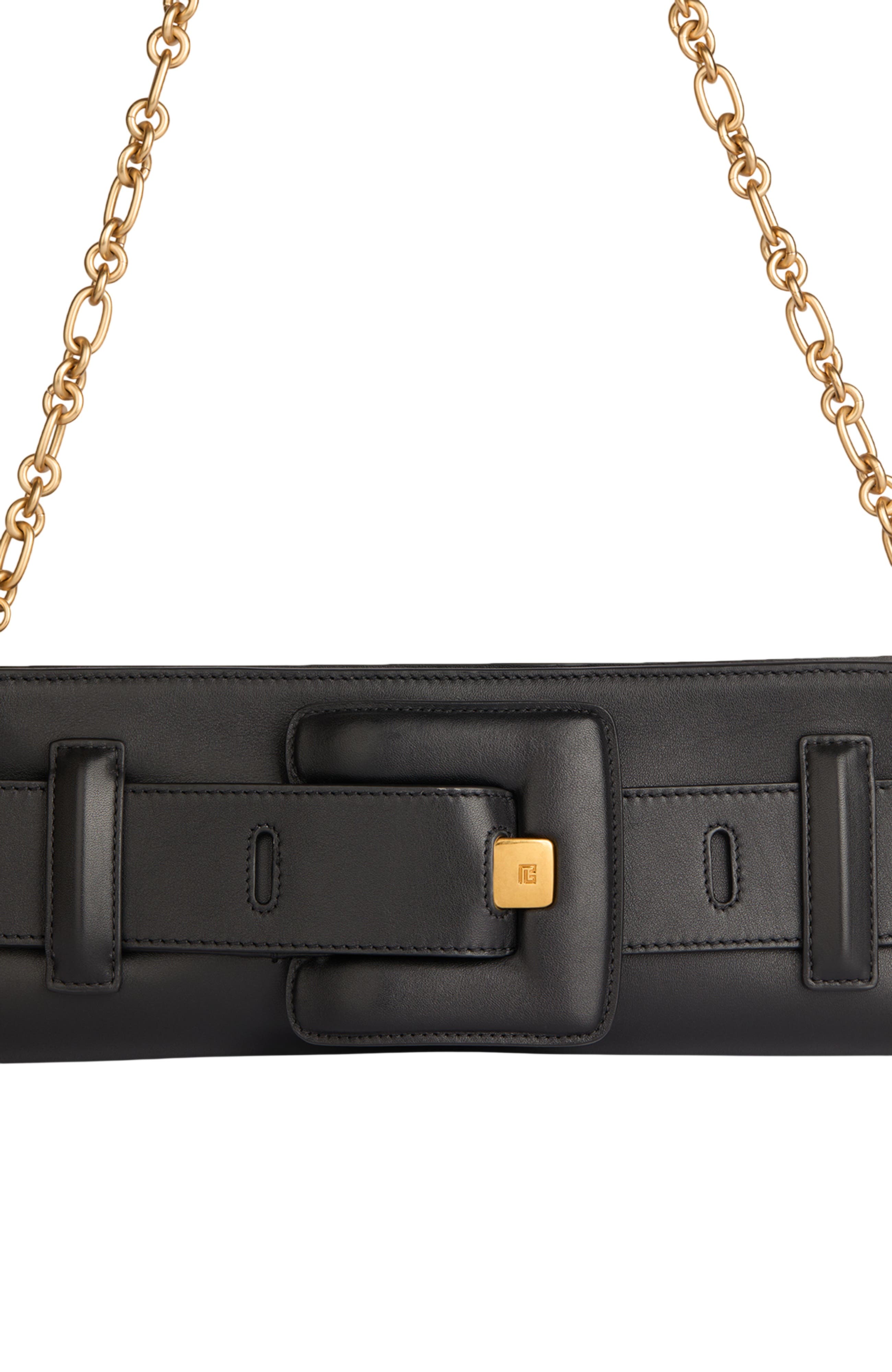 Balmain Anthem smooth leather clutch, Alternate, color, Black
