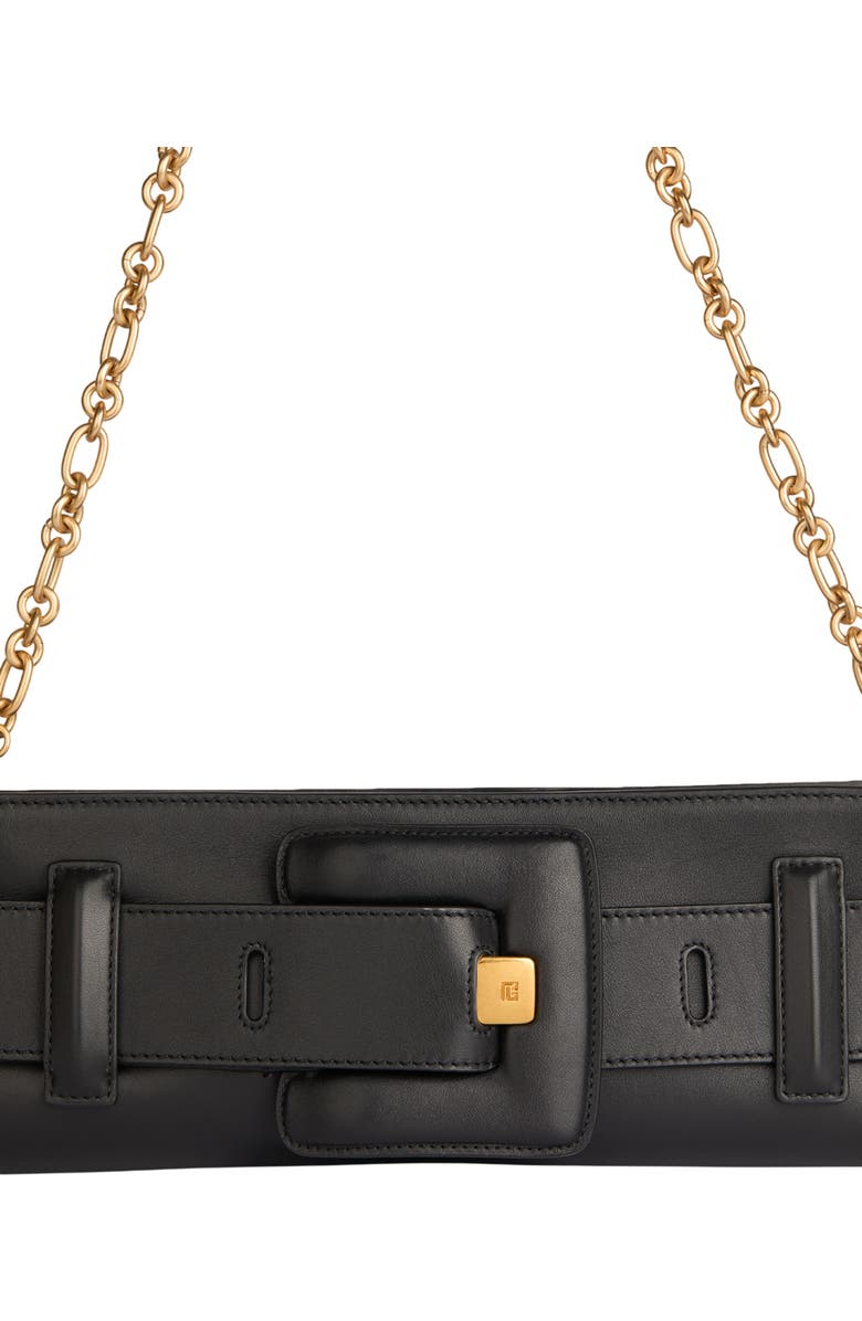 Balmain Anthem smooth leather clutch, Alternate, color, Black
