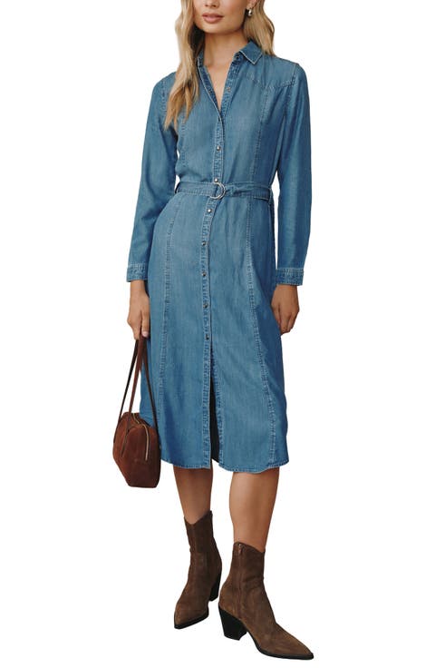 Western Yoke Midi Shirtdress