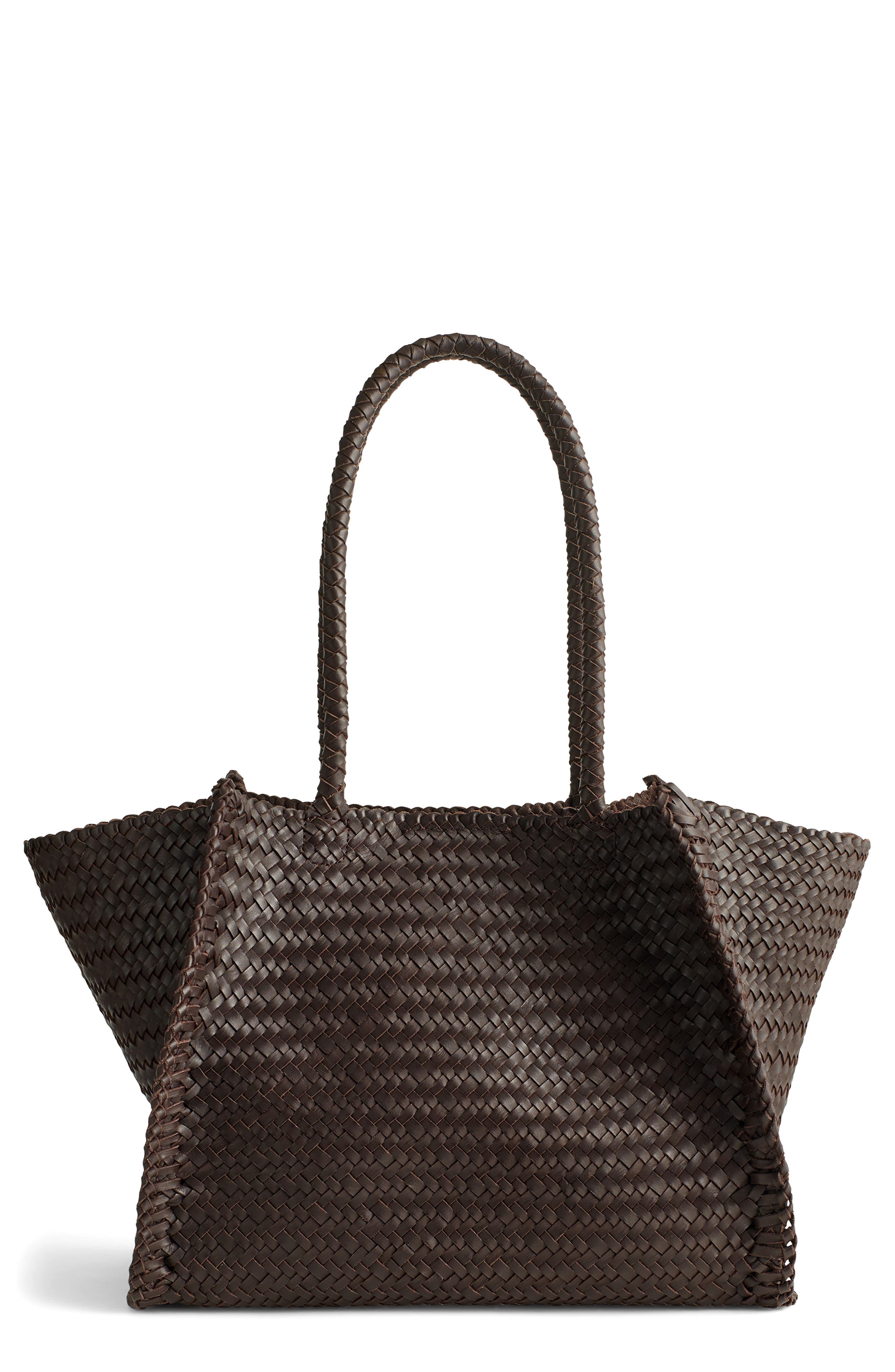 Madewell The Lexington Woven Leather Tote, Main, color, Coffee Bean