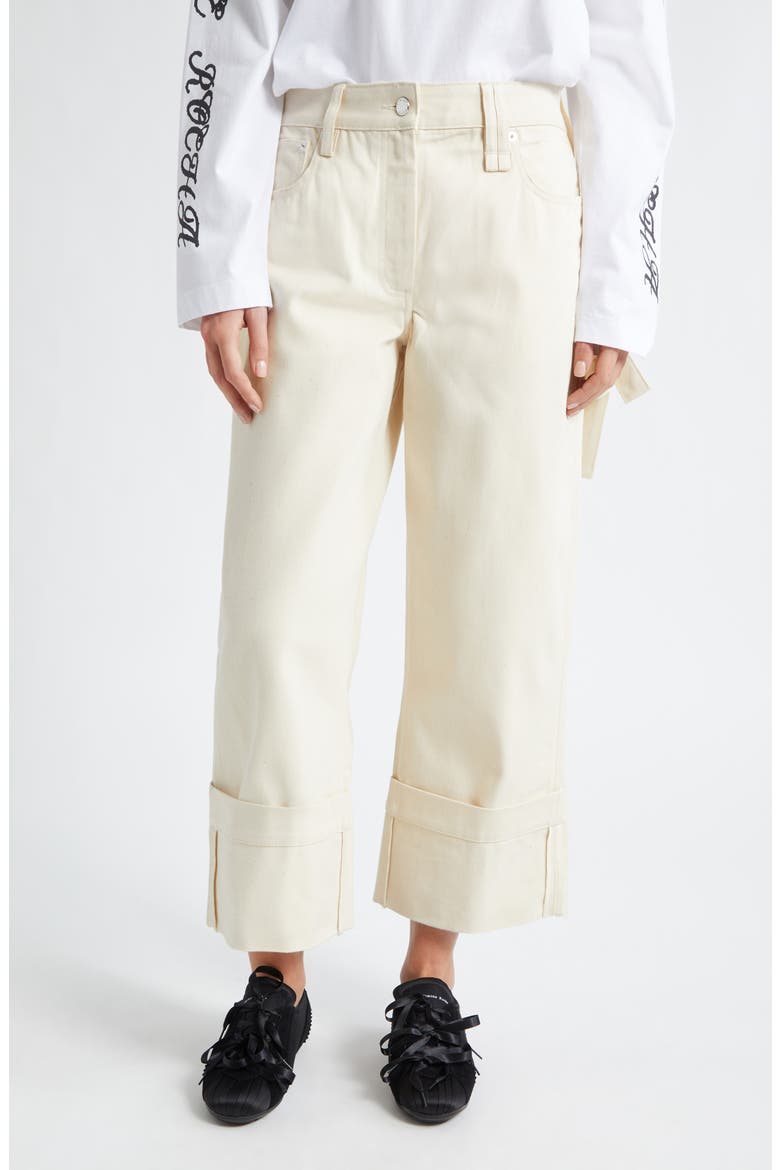 Straight Leg Bow Loop Jeans, Main, color, ECRU