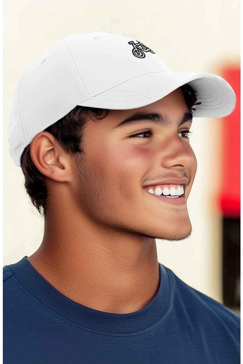 Bike Embroidered Cycling Cap, Alternate, color, White