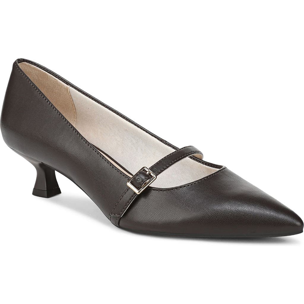 Lifestride Madelyn Mary Jane Pointed Toe Kitten Heel Pump In Black